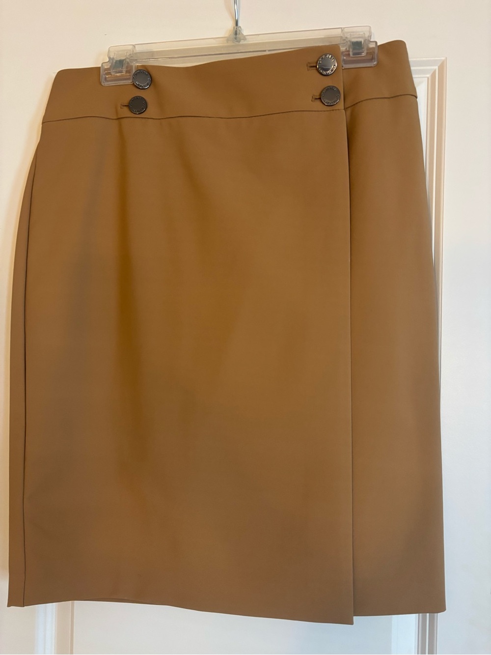 Calvin Klein Tan Camel Button-Accent Pencil Skirt